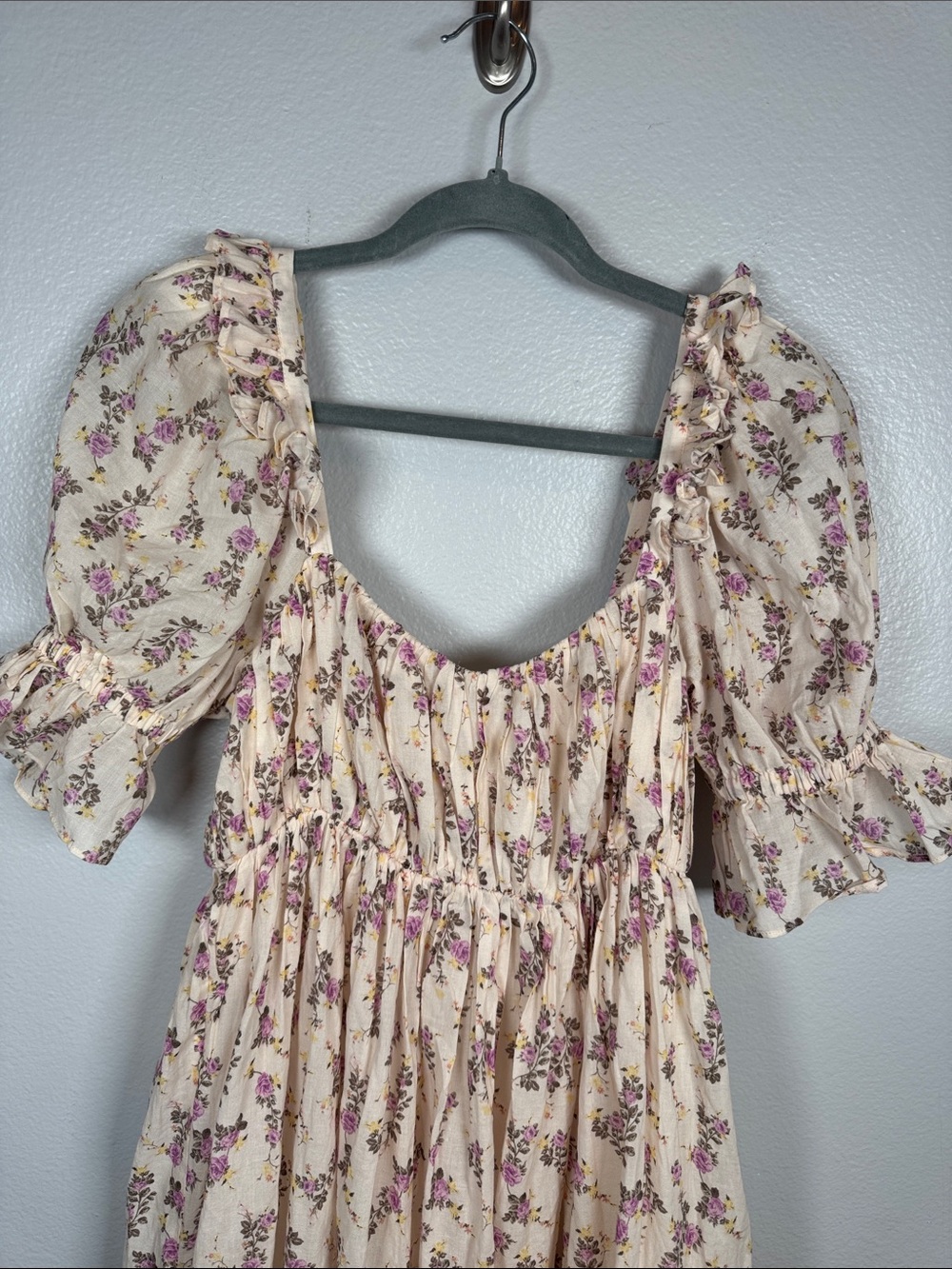 Revolve LPA Garland Mini dress Rachelle print puff sleeve cotton floral small - Picture 3 of 8